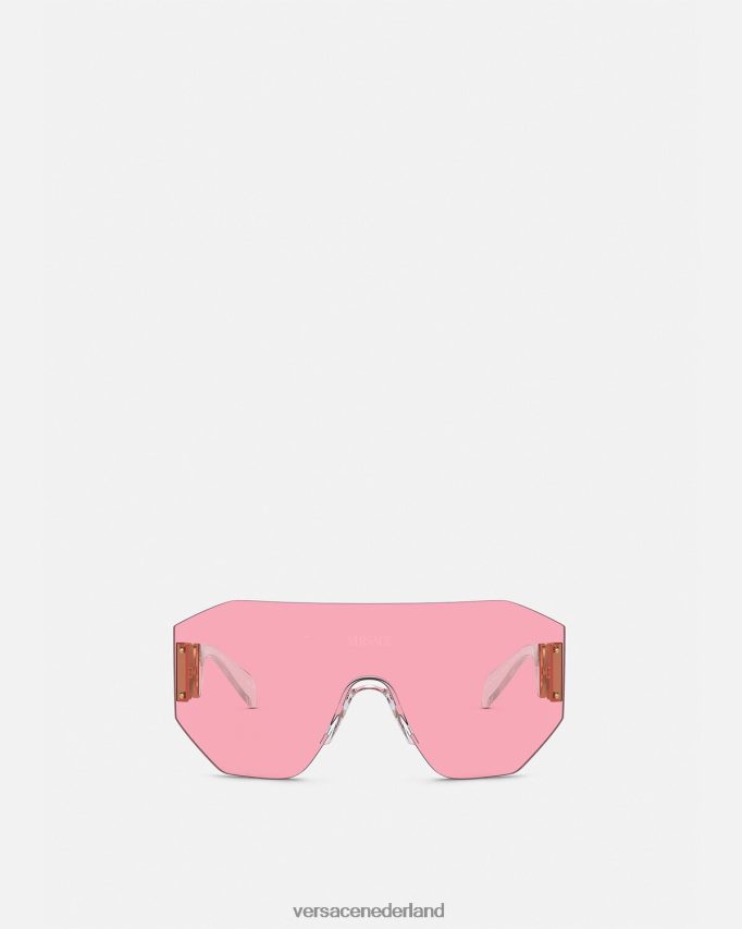 Versace Medusa Biggie masker zonnebril vrouwen goud en roze accessoires J2T4F4610