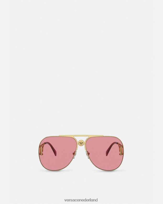 Versace Medusa Biggie pilotenzonnebril vrouwen goud en roze accessoires J2T4F4598