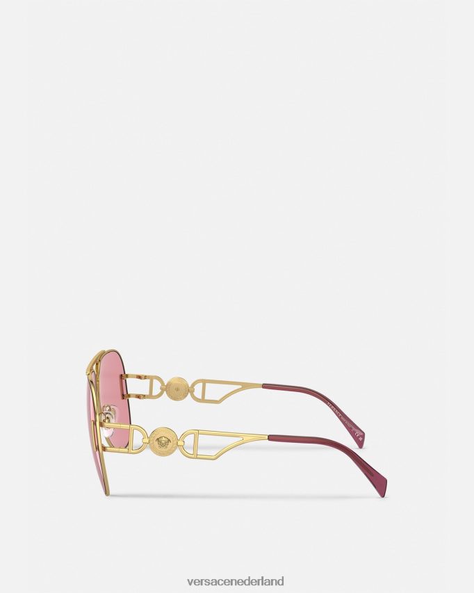 Versace Medusa Biggie pilotenzonnebril vrouwen goud en roze accessoires J2T4F4598