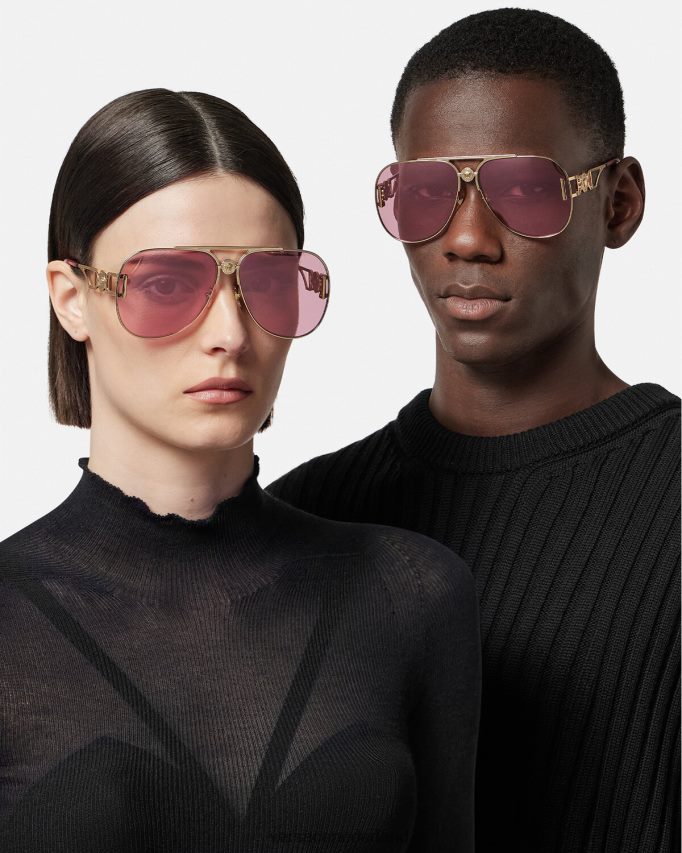 Versace Medusa Biggie pilotenzonnebril vrouwen goud en roze accessoires J2T4F4598
