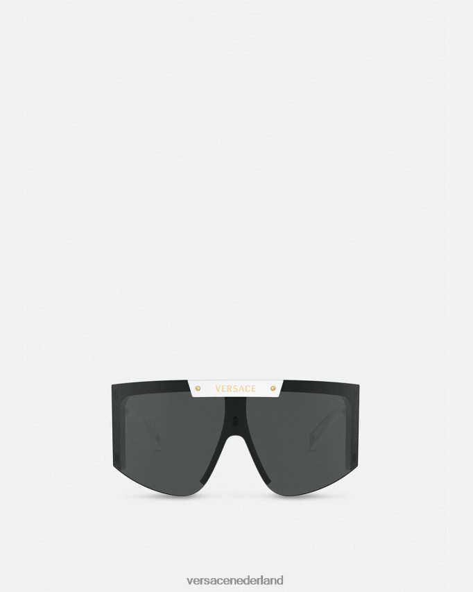 Versace Medusa icoon schild zonnebril vrouwen wit Zwart accessoires J2T4F4671