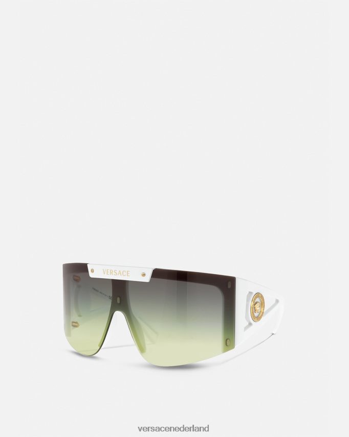 Versace Medusa icoon schild zonnebril vrouwen wit Zwart accessoires J2T4F4671