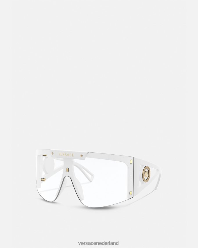 Versace Medusa icoon schild zonnebril vrouwen wit Zwart accessoires J2T4F4671