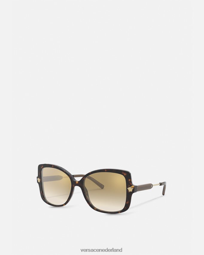 Versace Medusa pop chic zonnebril met extra pasvorm vrouwen Havana accessoires J2T4F4687