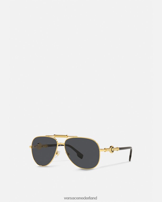 Versace Medusapolis zonnebril vrouwen zwart goud accessoires J2T4F4659