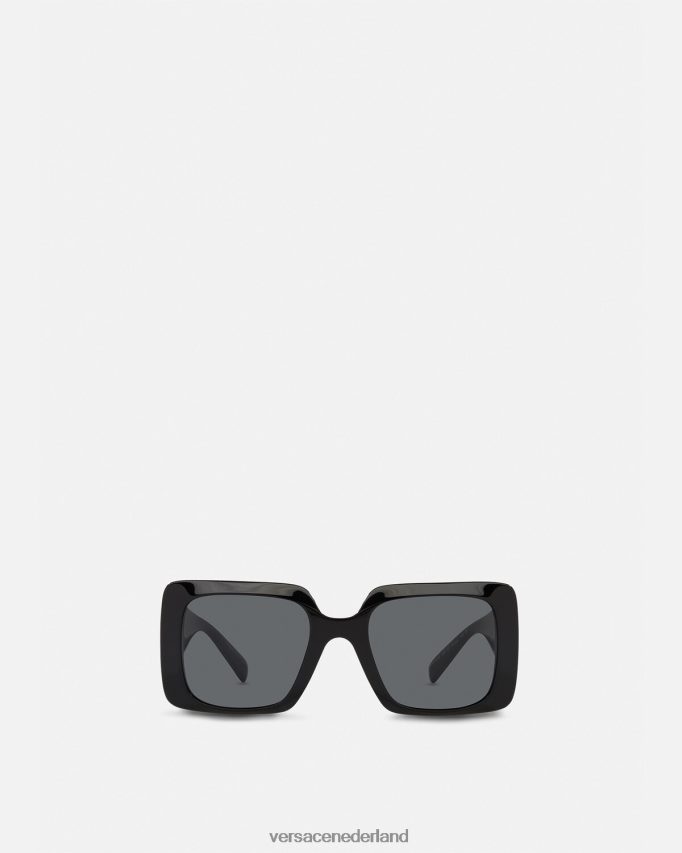 Versace Vierkante zonnebril met medusa studs vrouwen zwart accessoires J2T4F4673