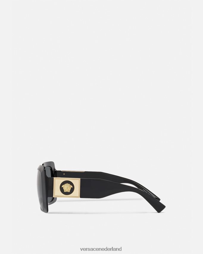 Versace Vierkante zonnebril met medusa studs vrouwen zwart accessoires J2T4F4673