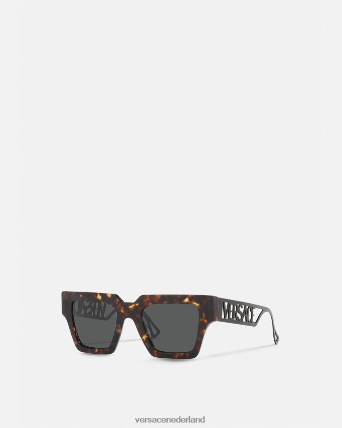 Versace Vintage zonnebril met logo uit de jaren 90 vrouwen Havana accessoires J2T4F4620