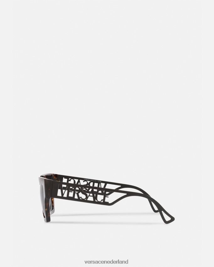 Versace Vintage zonnebril met logo uit de jaren 90 vrouwen Havana accessoires J2T4F4620