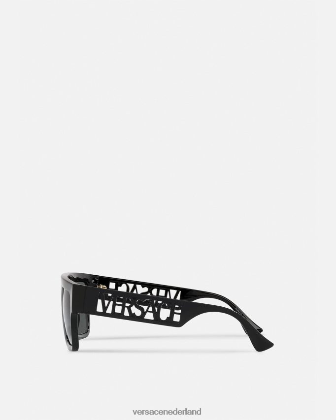 Versace Vintage zonnebril met logo uit de jaren 90 vrouwen zwart accessoires J2T4F4618