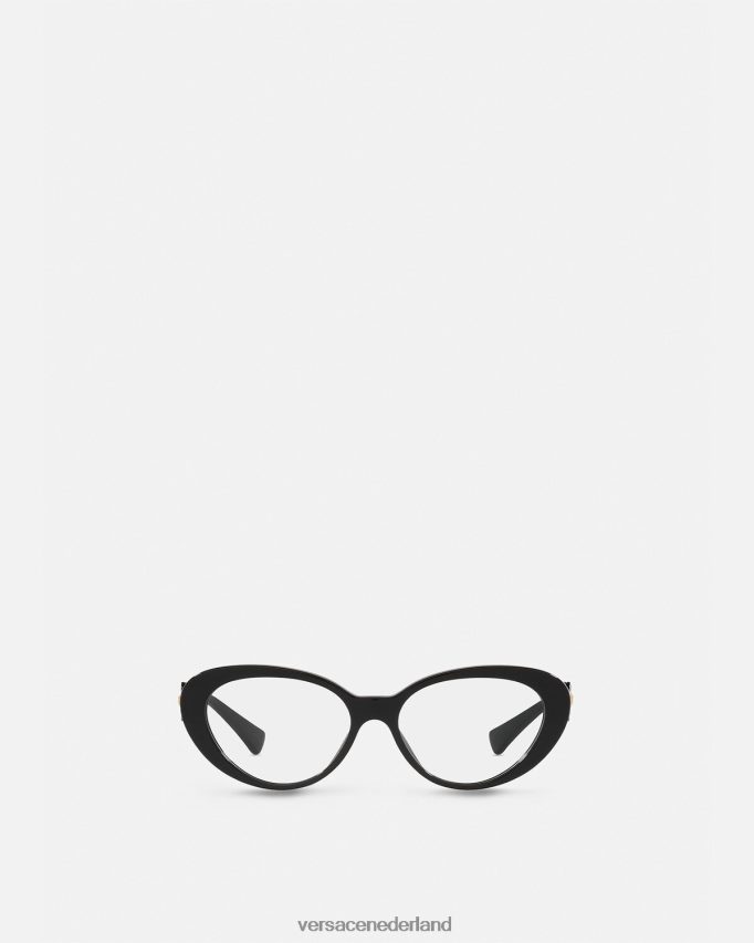Versace dubbele medusa cat-eye bril vrouwen zwart accessoires J2T4F4706