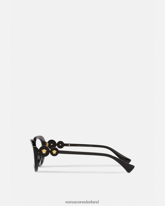 Versace dubbele medusa cat-eye bril vrouwen zwart accessoires J2T4F4706