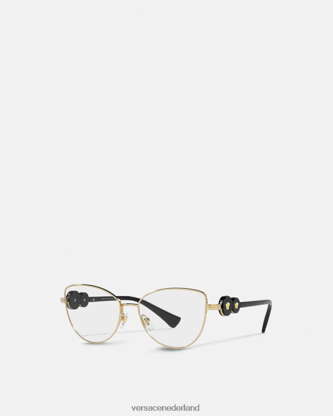 Versace dubbele medusa cat-eye bril vrouwen zwart goud accessoires J2T4F4707