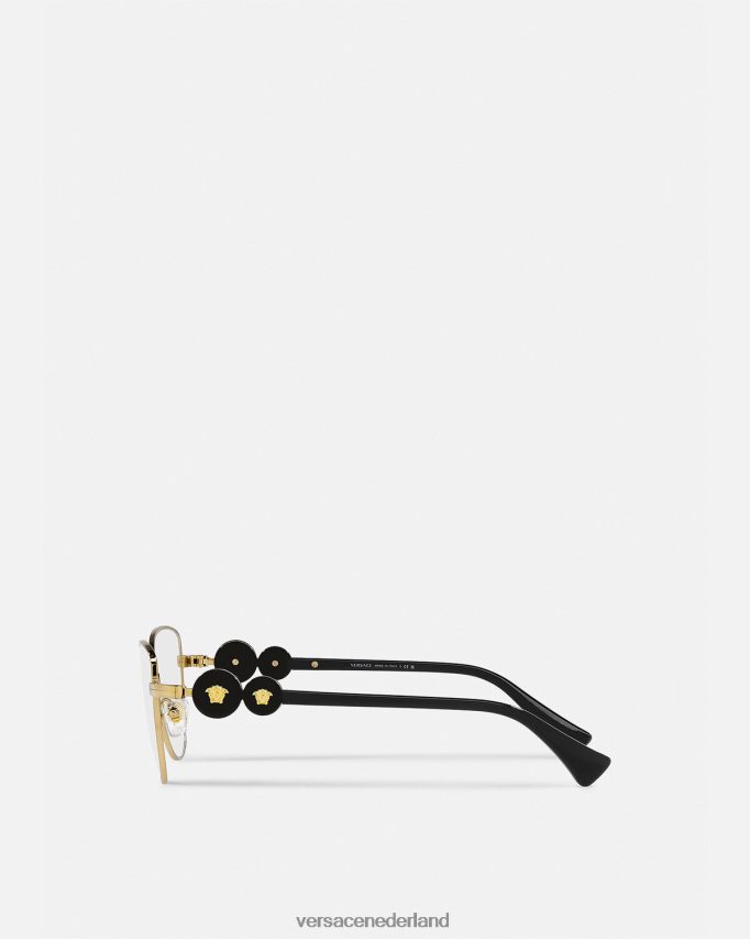 Versace dubbele medusa cat-eye bril vrouwen zwart goud accessoires J2T4F4707