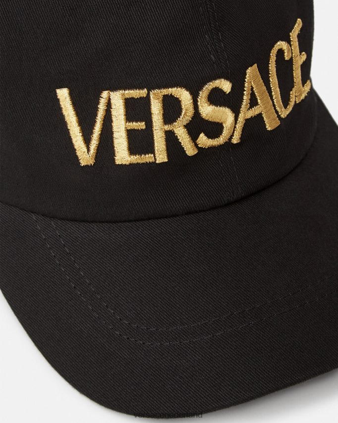 Versace pet met geborduurd logo vrouwen zwart accessoires J2T4F4878