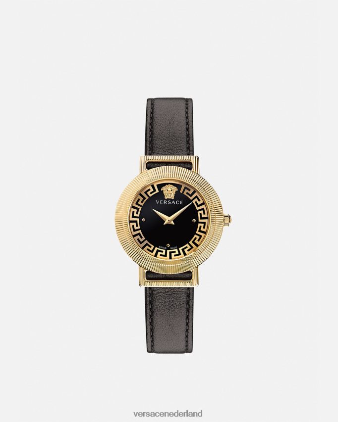 Versace Grieks chic horloge vrouwen zwart goud accessoires J2T4F4960