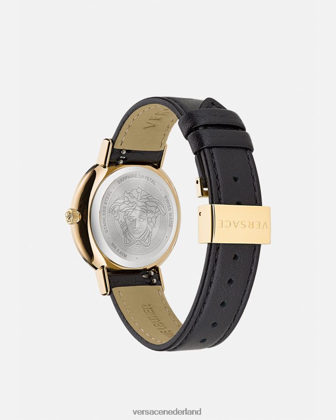 Versace Grieks chic horloge vrouwen zwart goud accessoires J2T4F4960