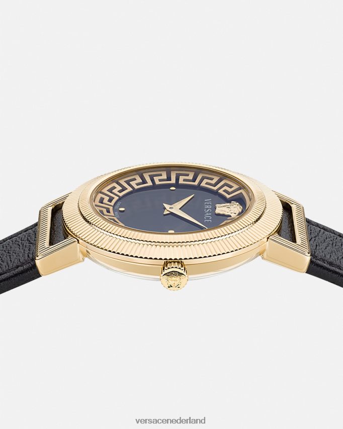 Versace Grieks chic horloge vrouwen zwart goud accessoires J2T4F4960