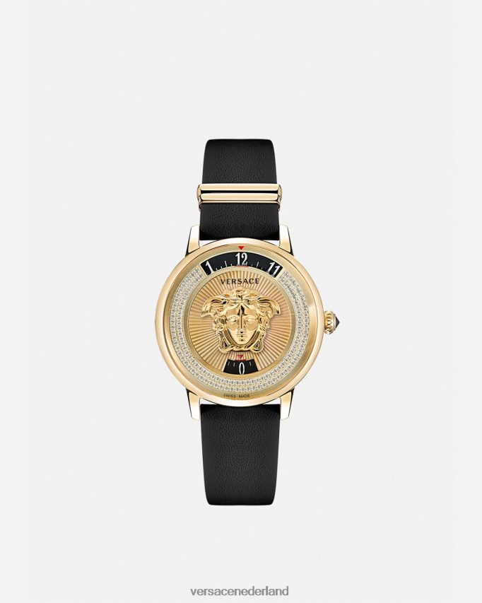 Versace Medusa icoon diamanten horloge vrouwen zwart goud accessoires J2T4F4963