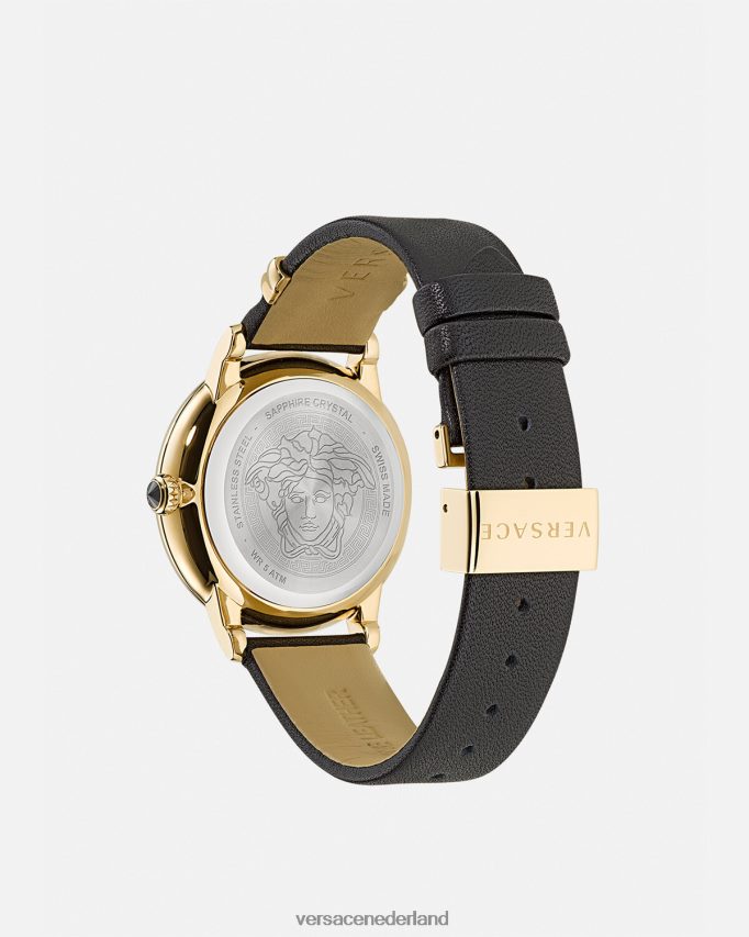 Versace Medusa icoon diamanten horloge vrouwen zwart goud accessoires J2T4F4963