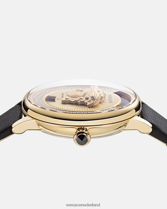 Versace Medusa icoon diamanten horloge vrouwen zwart goud accessoires J2T4F4963