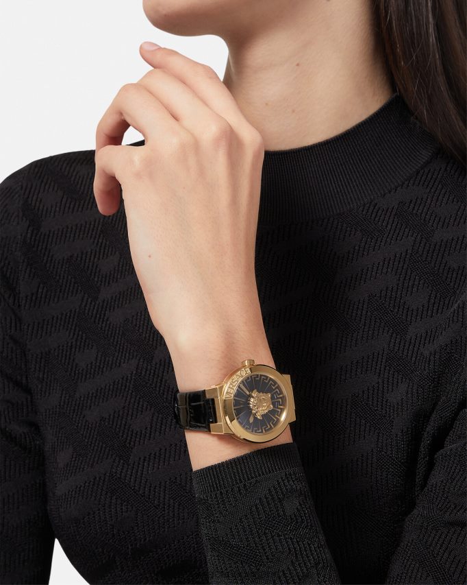 Versace Medusa oneindig horloge vrouwen zwart goud accessoires J2T4F4995