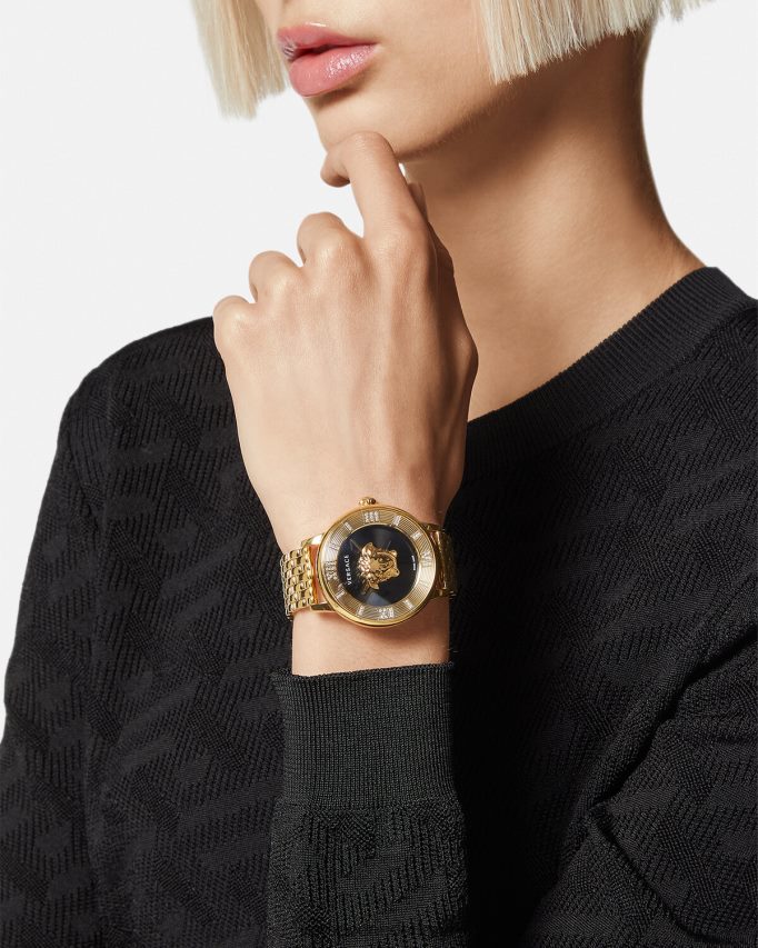 Versace la medusa diamanten horloge vrouwen zwart goud accessoires J2T4F4962