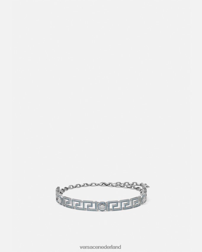 Versace Kristallen Medusa Greca choker ketting vrouwen lichtblauw en metallic accessoires J2T4F4720