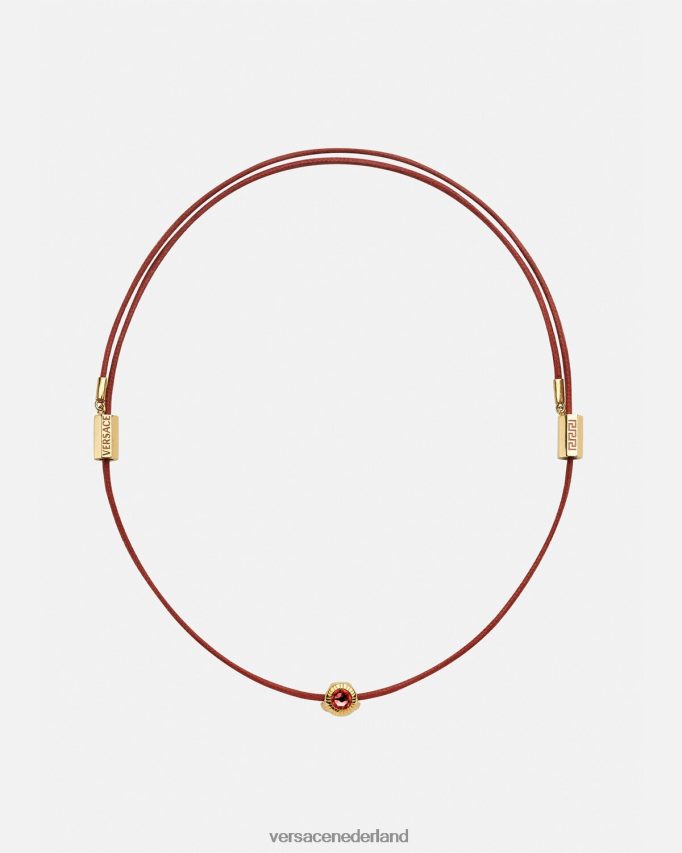 Versace Kristallen Medusa koord ketting vrouwen rood goud accessoires J2T4F4843