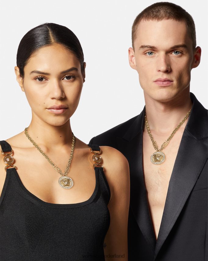 Versace Kristallen la medusa greca ketting vrouwen goud accessoires J2T4F4741