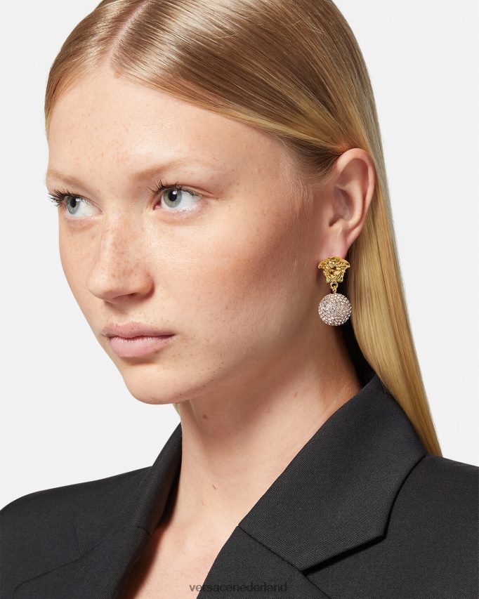 Versace Medusa kristallen bol oorbellen vrouwen goud accessoires J2T4F4776