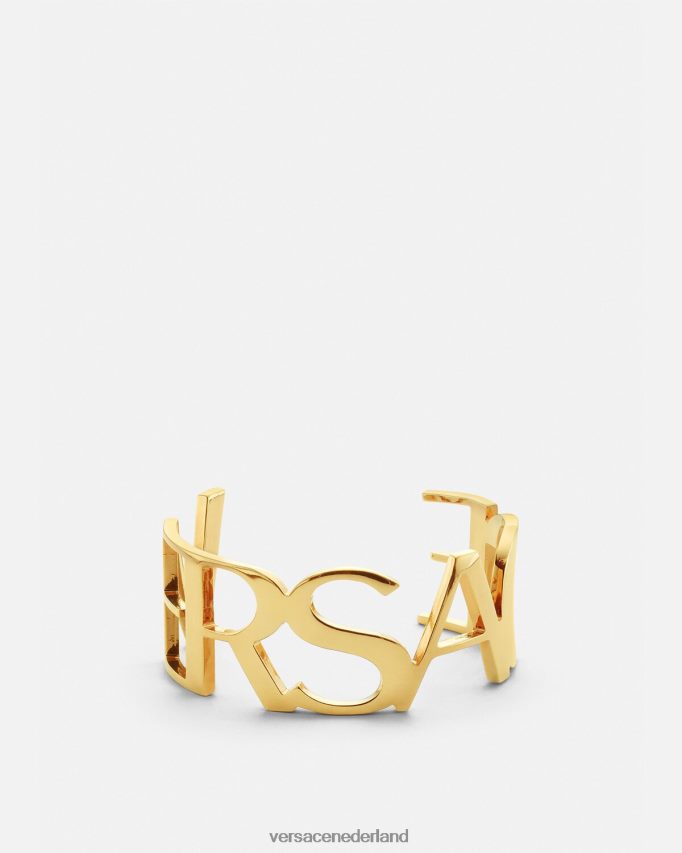 Versace armband met logo-manchet vrouwen goud accessoires J2T4F4806