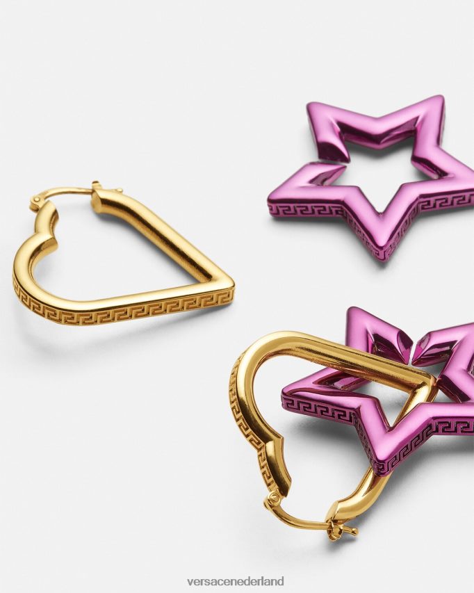 Versace funky kettingoorringen vrouwen goud en fuchsia accessoires J2T4F4830