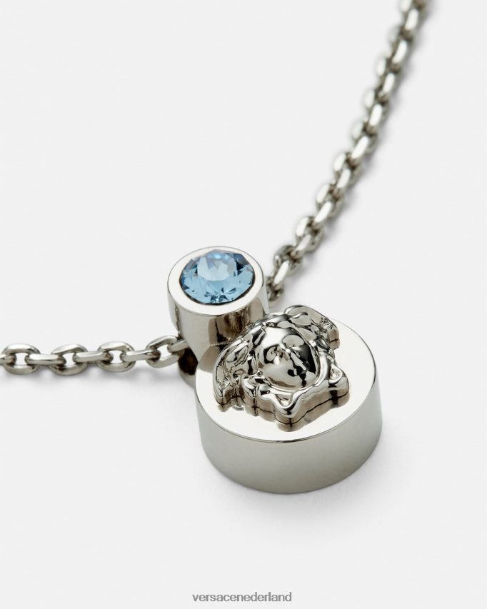 Versace kristallen Medusa ketting vrouwen lichtblauw en metallic accessoires J2T4F4726