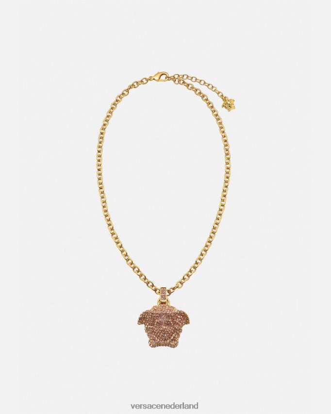 Versace la medusa kristallen ketting vrouwen roze en goud accessoires J2T4F4725
