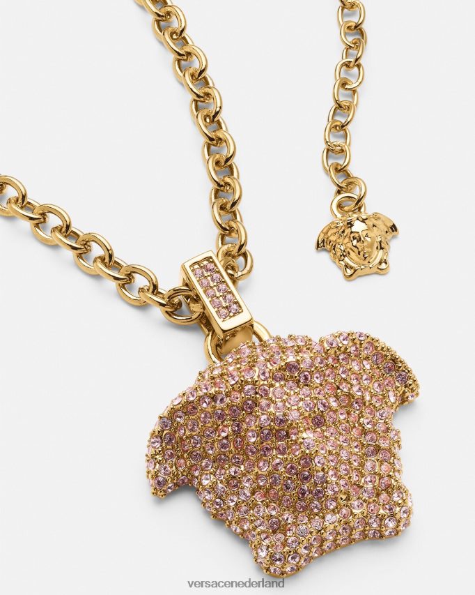 Versace la medusa kristallen ketting vrouwen roze en goud accessoires J2T4F4725