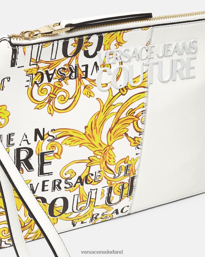 Versace Couture-etui met logo vrouwen goud en wit accessoires J2T4F42348