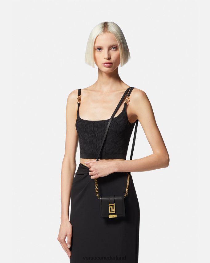 Versace Greca godin ketting portemonnee vrouwen zwart accessoires J2T4F4563