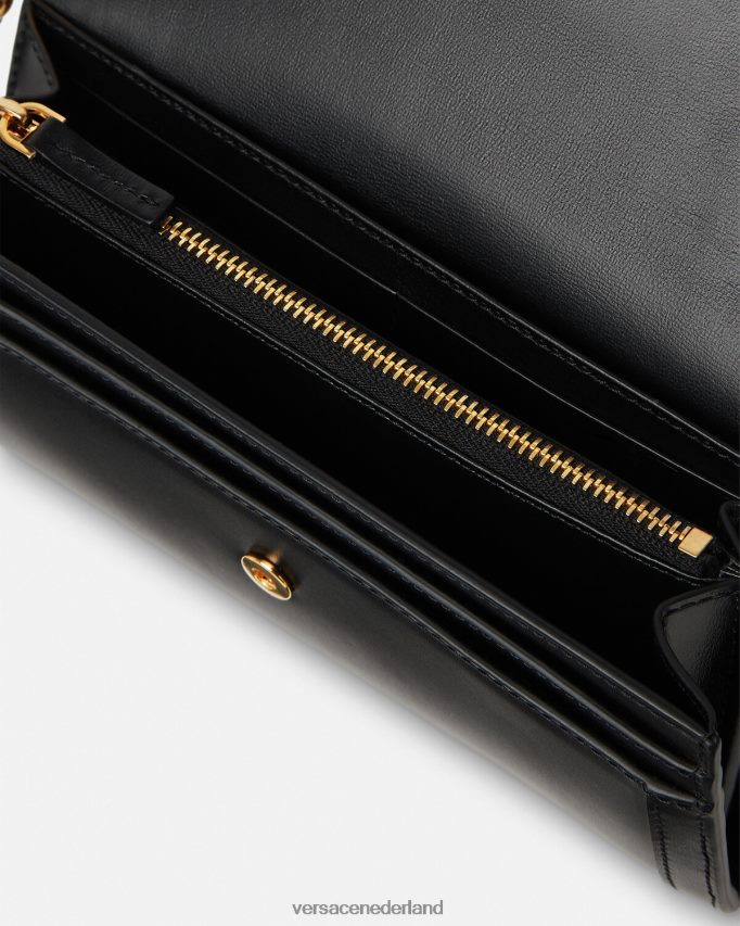 Versace Greca godin portemonnee vrouwen zwart accessoires J2T4F4565