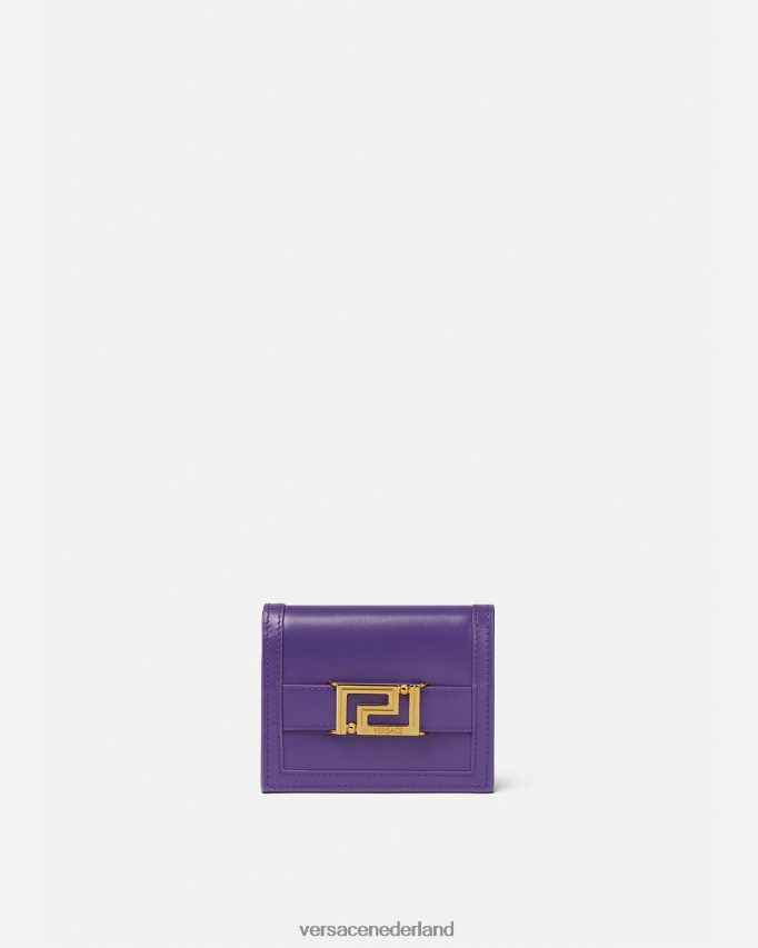 Versace Greca godin tweevoudige portemonnee vrouwen paars accessoires J2T4F4578