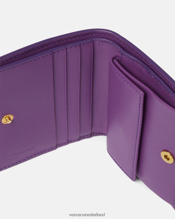 Versace Greca godin tweevoudige portemonnee vrouwen paars accessoires J2T4F4578