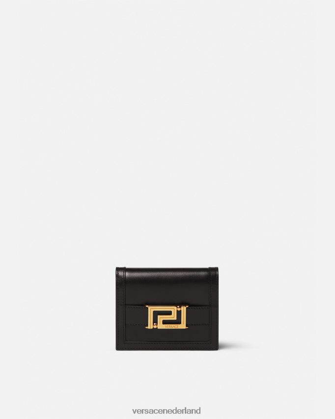 Versace Greca godin tweevoudige portemonnee vrouwen zwart accessoires J2T4F4559