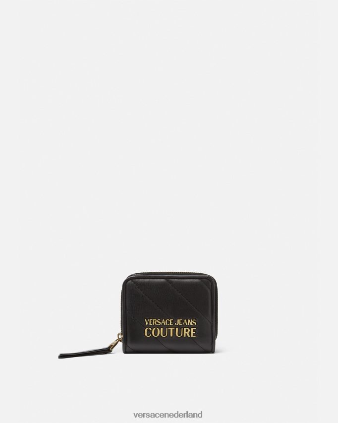 Versace Thelma gewatteerde portemonnee met ritssluiting vrouwen zwart accessoires J2T4F42349