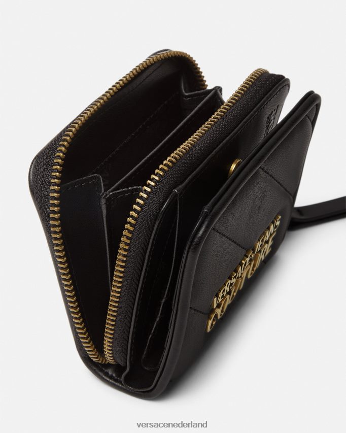 Versace Thelma gewatteerde portemonnee met ritssluiting vrouwen zwart accessoires J2T4F42349