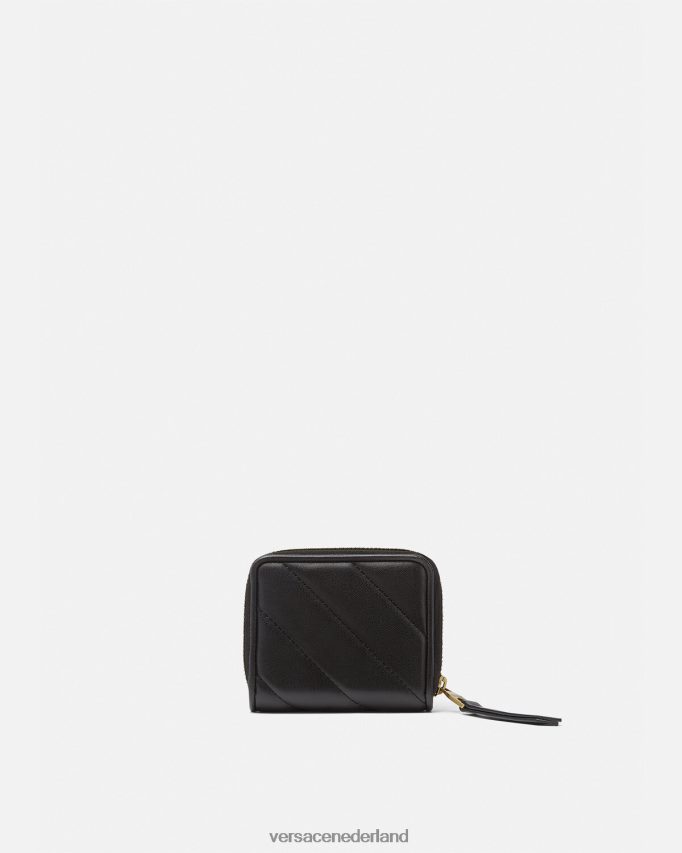 Versace Thelma gewatteerde portemonnee met ritssluiting vrouwen zwart accessoires J2T4F42349