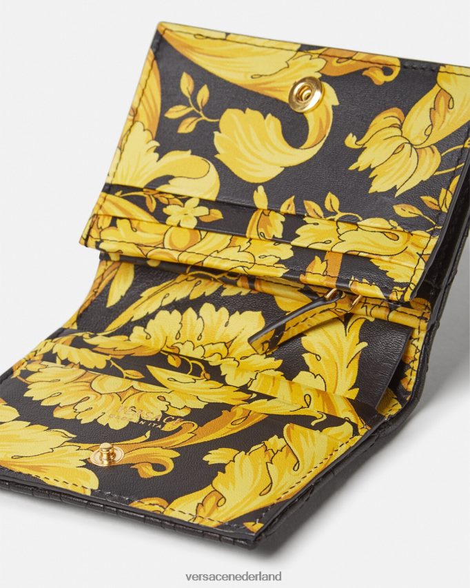 Versace Virtus gewatteerde tweevoudige portemonnee vrouwen zwart accessoires J2T4F4577