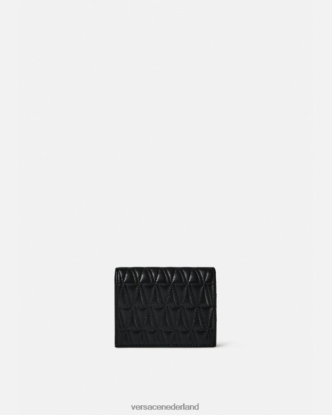 Versace Virtus gewatteerde tweevoudige portemonnee vrouwen zwart accessoires J2T4F4577