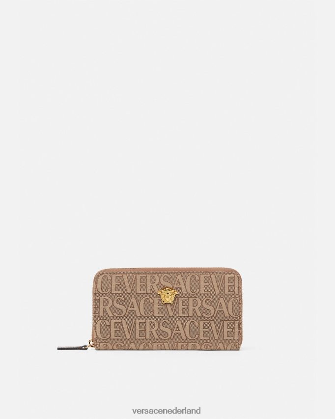 Versace allover la medusa lange portemonnee vrouwen bruin accessoires J2T4F4566