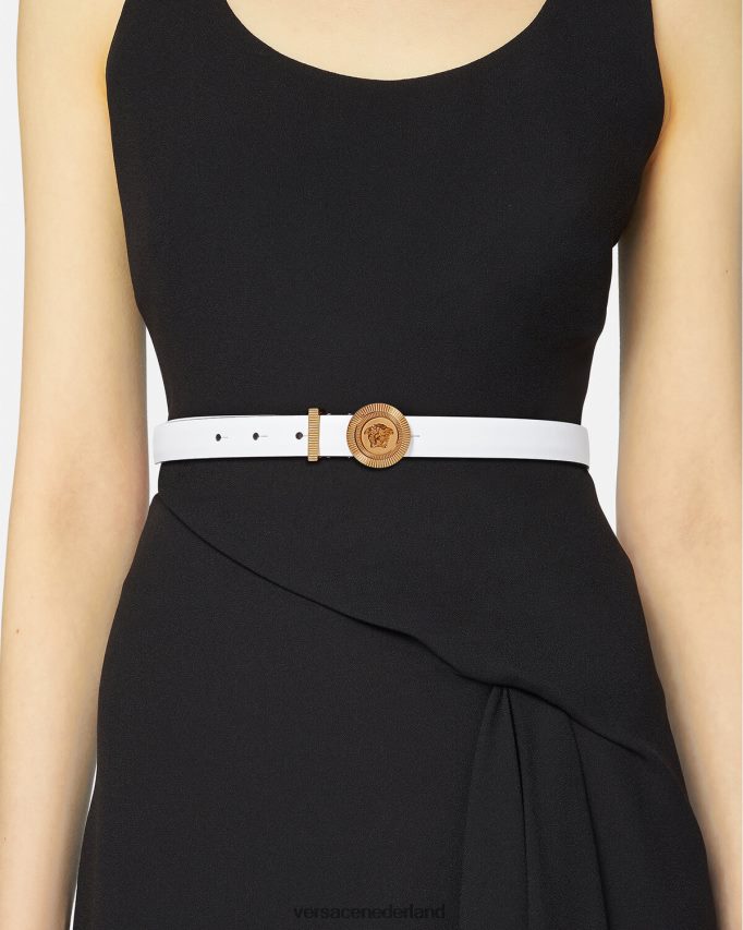 Versace Medusa Biggie dunne leren riem vrouwen wit accessoires J2T4F4547