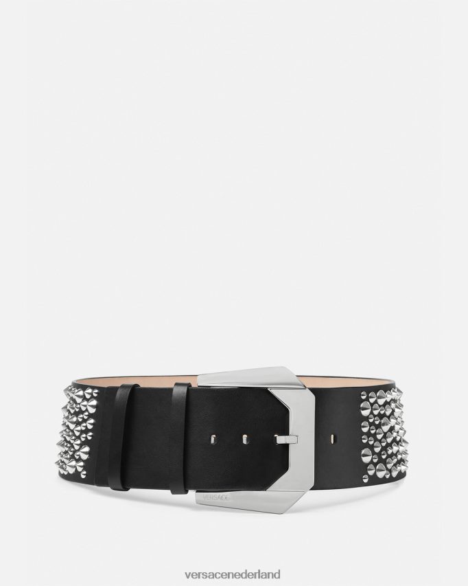 Versace Medusa Heritage brede riem met spijkers vrouwen zwart accessoires J2T4F4548